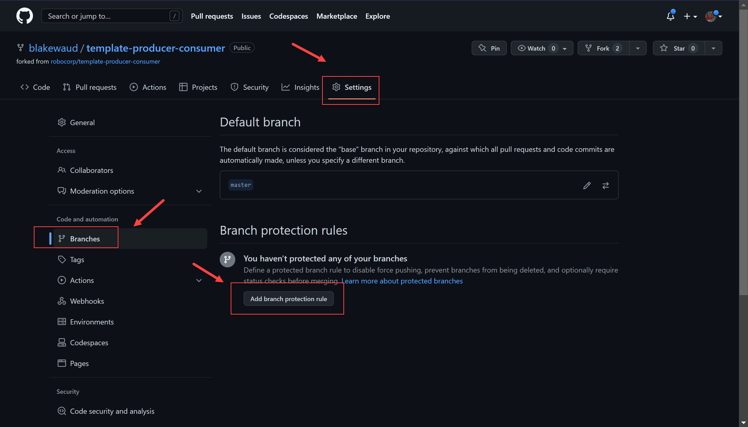 GitHub: Branch Protection Settings