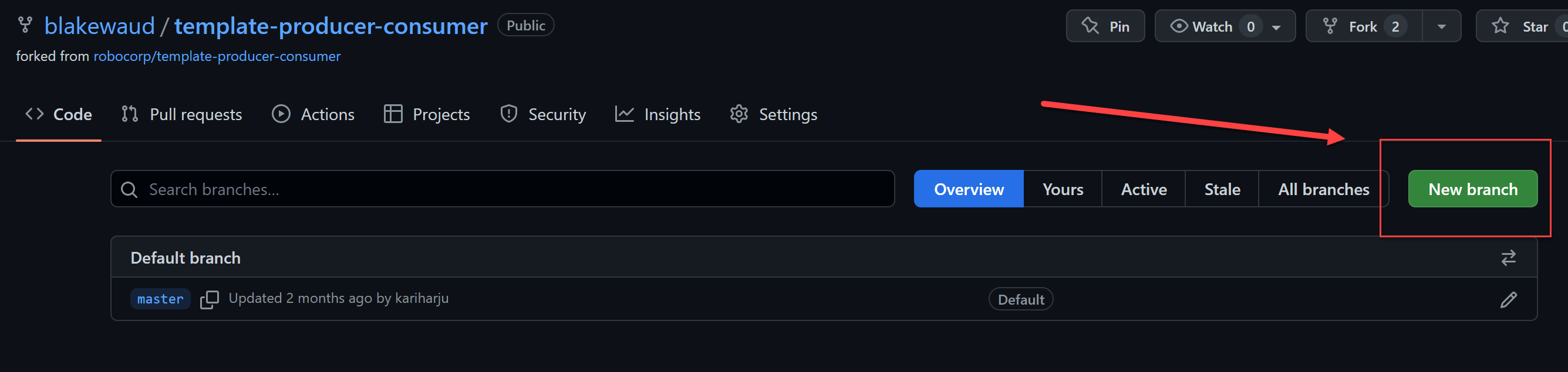 GitHub: New Branch Button