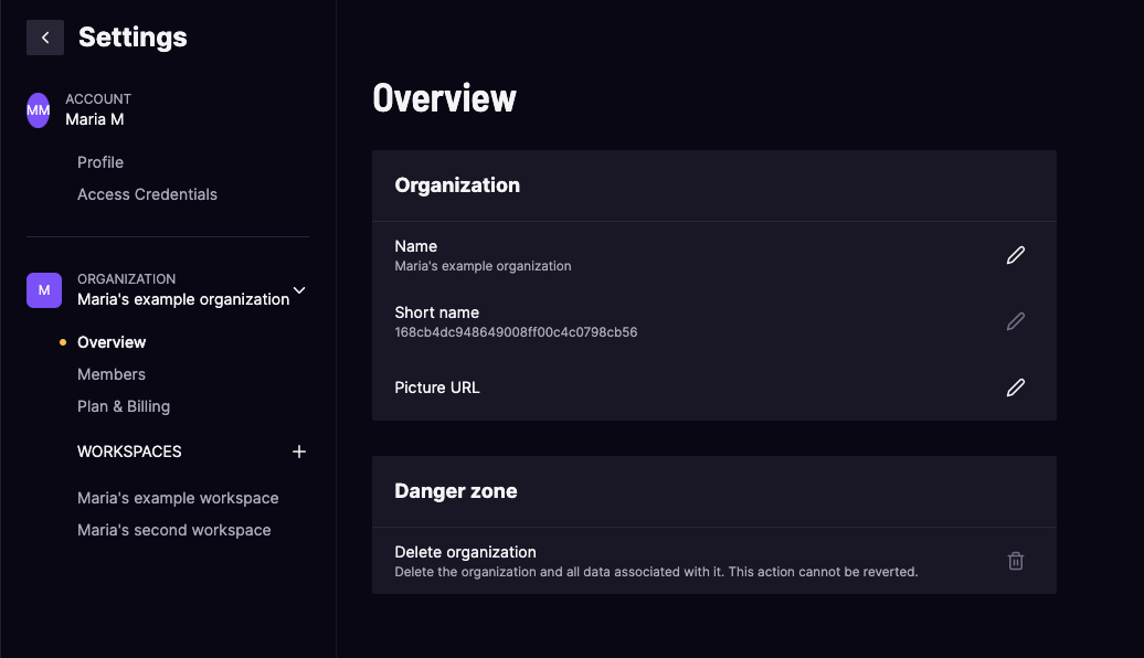 Control Room - Workspace settings