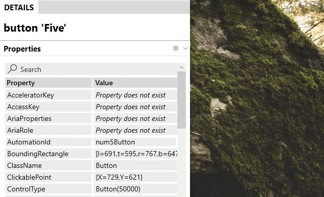 Inspecting Windows Calculator button automation ID with Accessibility Insights