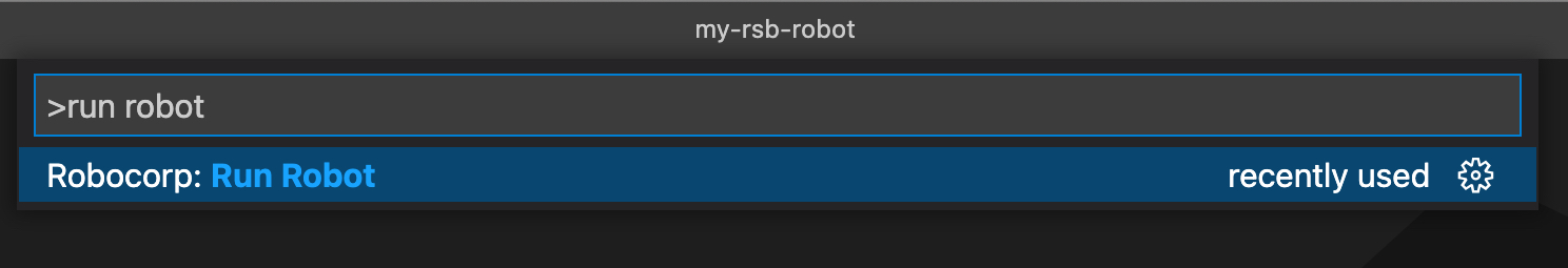 Running the robot from the Command Palette