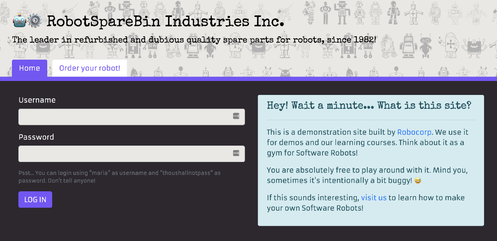 RobotSpareBin Industries home page