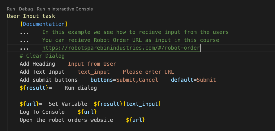 User Input robot