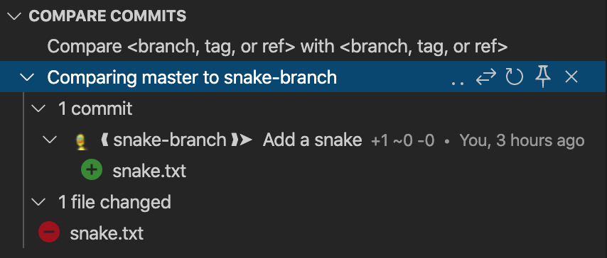 Comparing branches in Visual Studio Code using the GitLens Extension