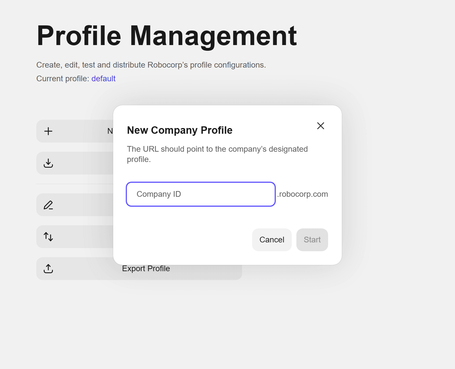 New Profile Company Dialog