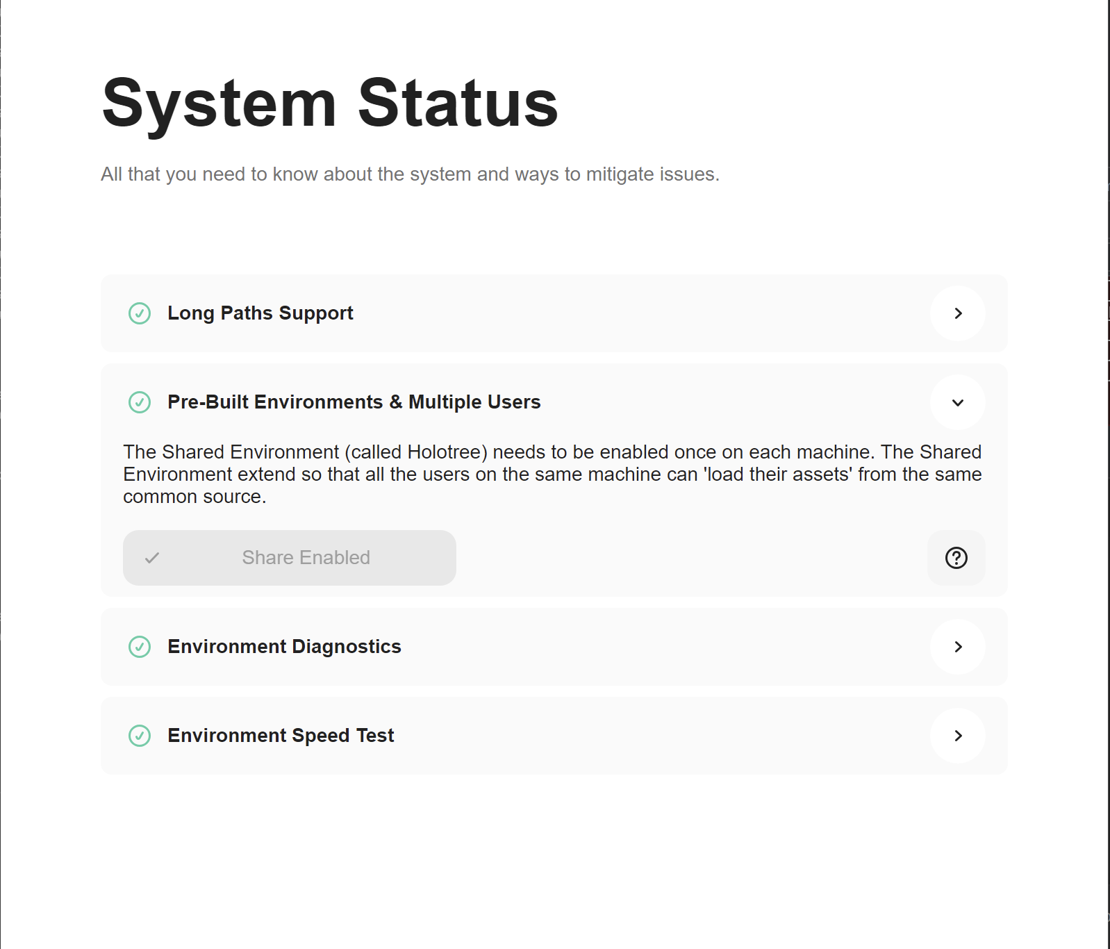 System Status Holotree