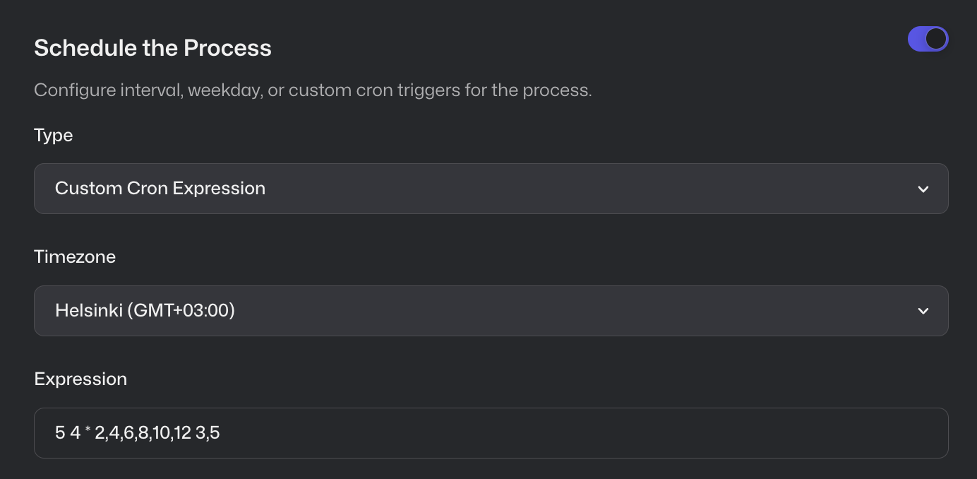 Control Room: Complex CRON scheduling