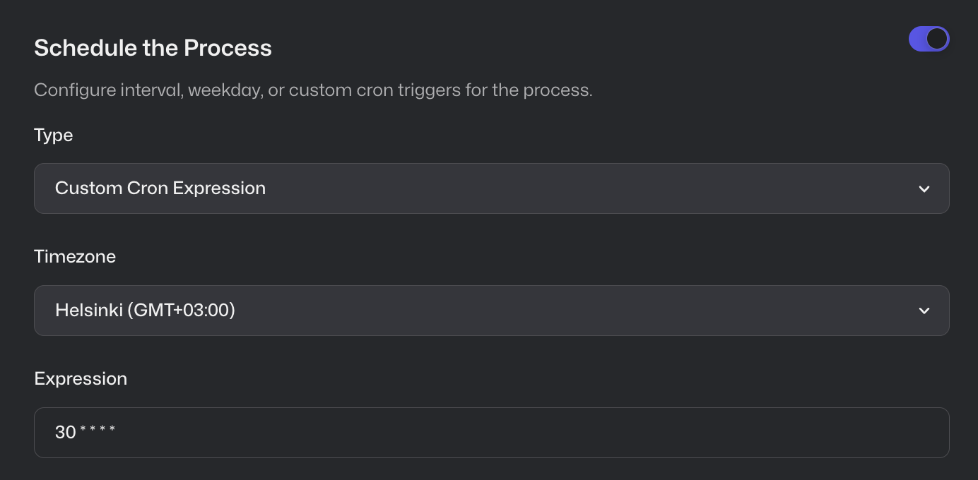 Control Room: CRON scheduling