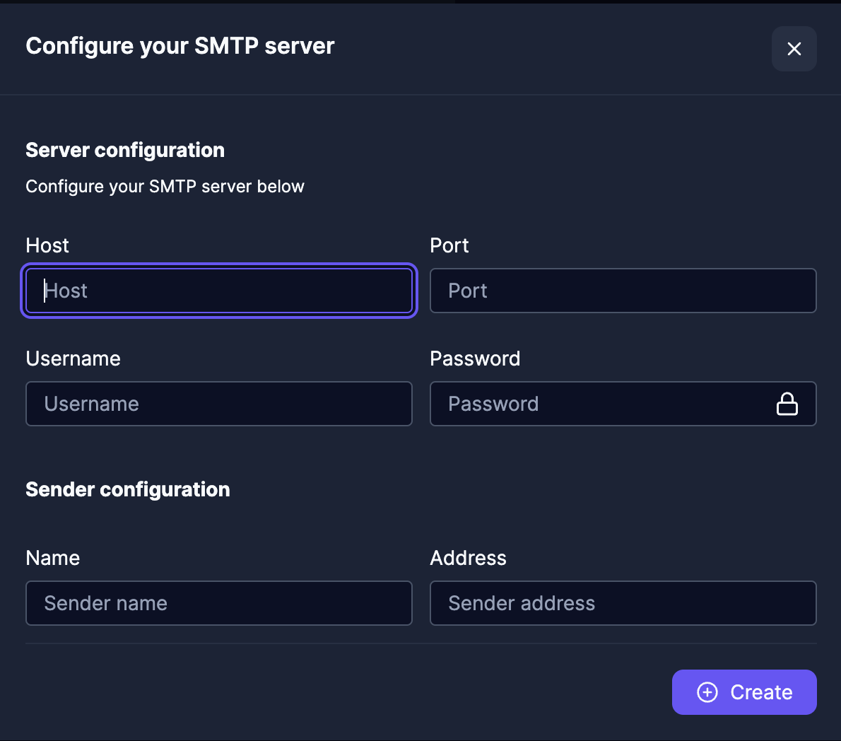 Robocorp Control Room Custom SMTP configuration view