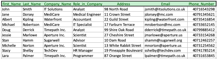 RPA Form challenge Excel file